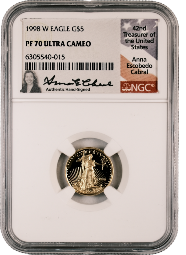 1998 W Gold Eagle $5 PF70UCAM NGC Anna Cabral - Image 2