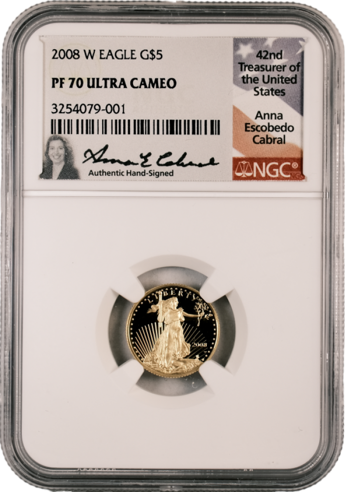 2008 W Gold Eagle $5 PF70UCAM NGC Anna Cabral - Image 2