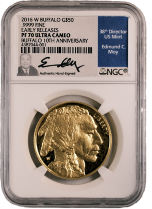 2016 W Gold Buffalo $50 PF70UCAM NGC ER Ed Moy