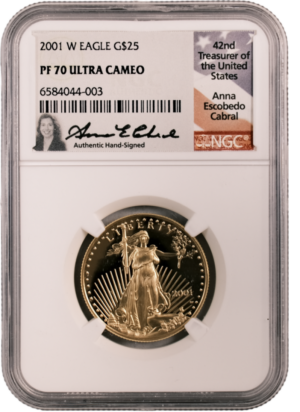 2001 W Gold Eagle $25 PF70UCAM NGC Anna Cabral